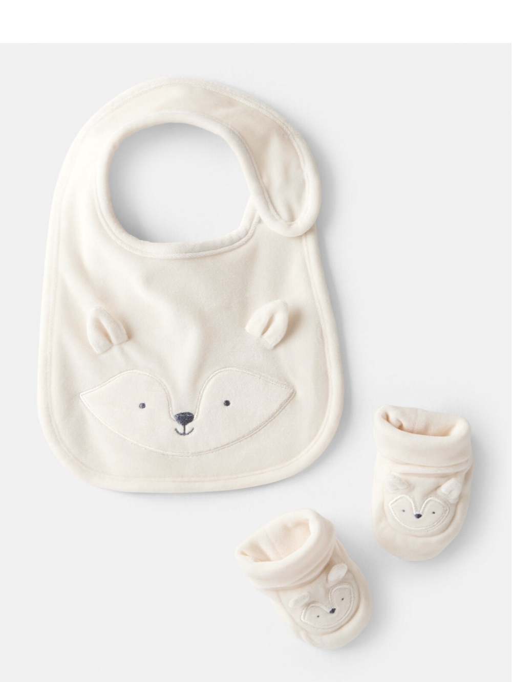 Carter's Super Soft Cream Fox Bib and Booties Set 0-3 Mos. BNWT 1 Left!